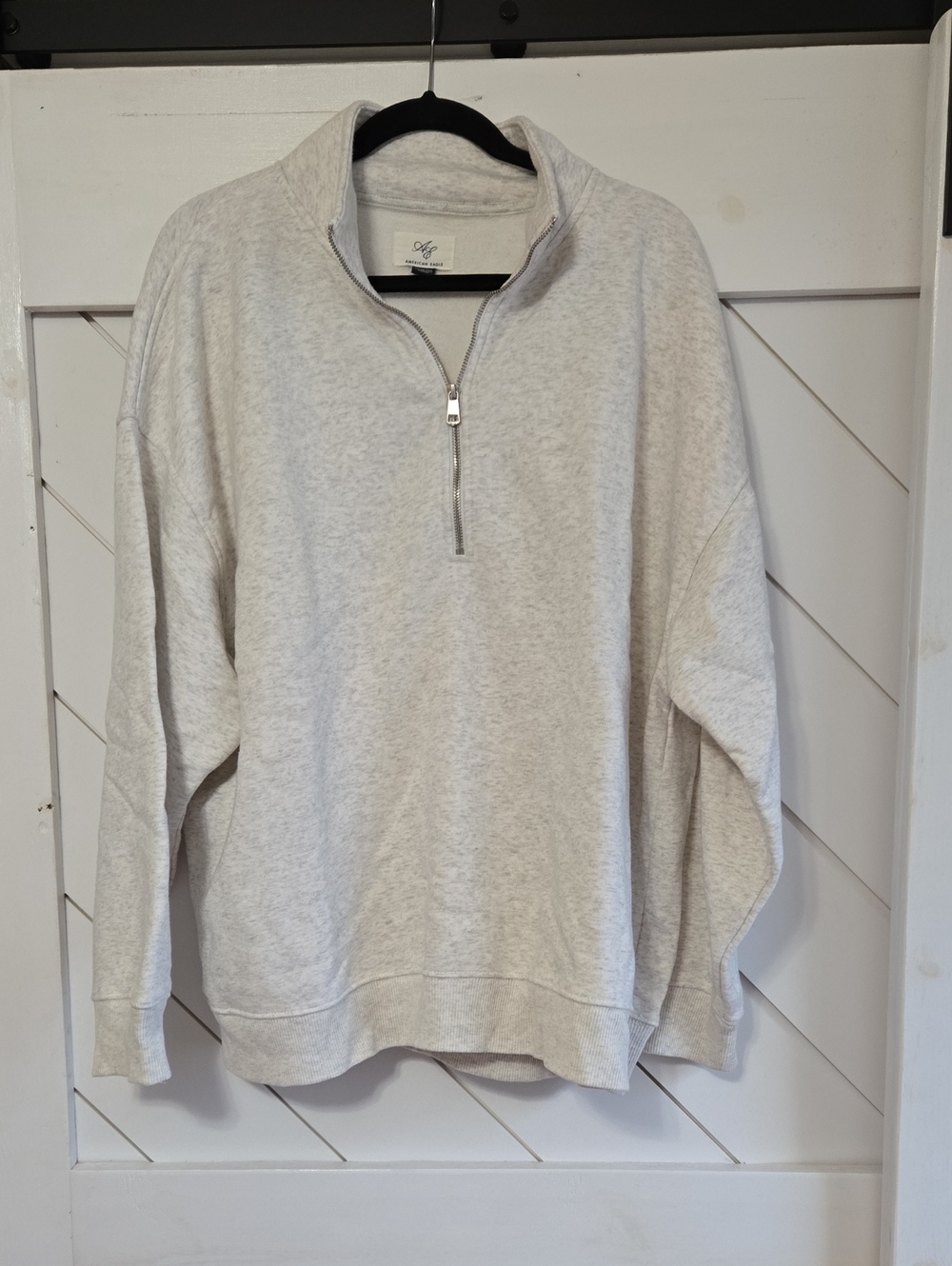 American Eagle Light Heather Gray Half-Zip Sweater